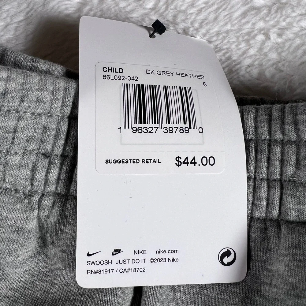 Nike Child Size 6 DK Grey Heather Cargo‎ Jogger Sweatpants 86L092-042 NWT